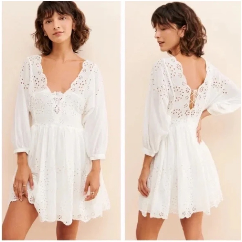 NWT 🏷️ Free People Lottie Eyelet Ivory Dress
